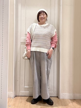 「アイテム（ベスト）」を使った、さかもってぃさん（レディース・163cm・40代）の秋コーディネート