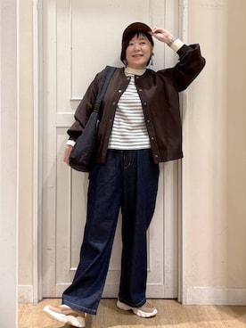 「アイテム（キャップ）」を使った、さかもってぃさん（レディース・163cm・40代）の秋コーディネート