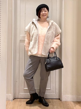 「アイテム（ハンチング/ベレー帽）」を使った、さかもってぃさん（レディース・163cm・40代）の冬コーディネート