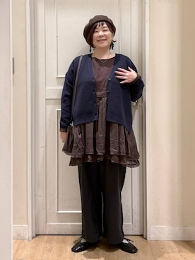 「アイテム（帽子）」を使った、さかもってぃさん（レディース・163cm・40代）の秋コーディネート