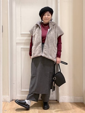 「アイテム（ベスト）」を使った、さかもってぃさん（レディース・163cm・40代）の秋コーディネート