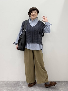 「アイテム（ハンチング/ベレー帽）」を使った、さかもってぃさん（レディース・163cm・40代）の秋コーディネート