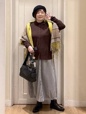 「アイテム（ハンチング/ベレー帽）」を使った、さかもってぃさん（レディース・163cm・40代）の秋コーディネート