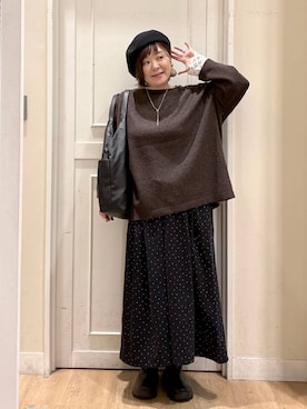 「アイテム（トートバッグ）」を使った、さかもってぃさん（レディース・163cm・40代）の秋コーディネート