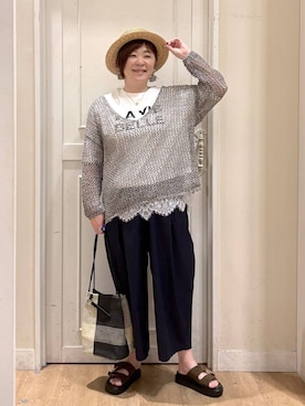 「studio CLIP（スタディオクリップ）のアイテム（パンツ）」を使った、さかもってぃさん（レディース・163cm）の春コーディネート