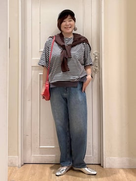 「アイテム（トップス）」を使った、さかもってぃさん（レディース・163cm・40代）の夏コーディネート