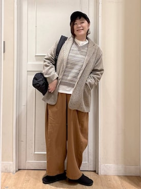 「アイテム（キャップ）」を使った、さかもってぃさん（レディース・163cm・40代）の秋コーディネート