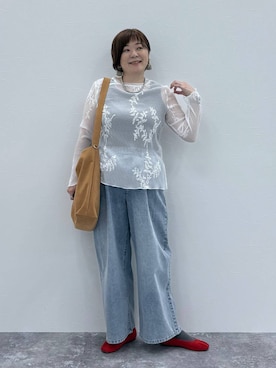 「アイテム（タンクトップ）」を使った、さかもってぃさん（レディース・163cm・40代）の秋コーディネート