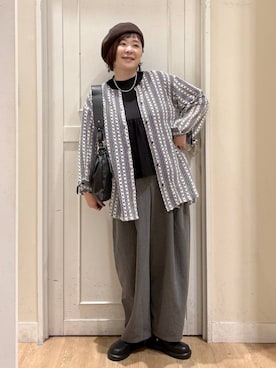「アイテム（ハンチング/ベレー帽）」を使った、さかもってぃさん（レディース・163cm・40代）の秋コーディネート