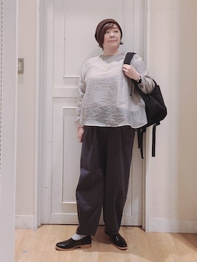 「アイテム（帽子）」を使った、さかもってぃさん（レディース・164cm・40代）の秋コーディネート