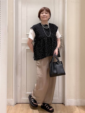 「アイテム（ネックレス）」を使った、さかもってぃさん（レディース・163cm・40代）の夏コーディネート