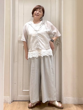「アイテム（タンクトップ）」を使った、さかもってぃさん（レディース・163cm・40代）の夏コーディネート