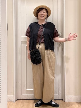 「アイテム（ショルダーバッグ）」を使った、さかもってぃさん（レディース・163cm・40代）の夏コーディネート
