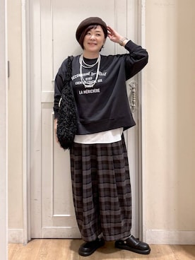 「アイテム（ハンチング/ベレー帽）」を使った、さかもってぃさん（レディース・163cm・40代）の秋コーディネート