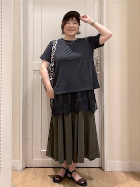 「studio CLIP（スタディオクリップ）のアイテム（キャップ）」を使った、さかもってぃさん（レディース・163cm）の夏コーディネート