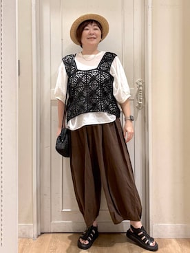 「アイテム（ベスト）」を使った、さかもってぃさん（レディース・163cm・40代）の夏コーディネート