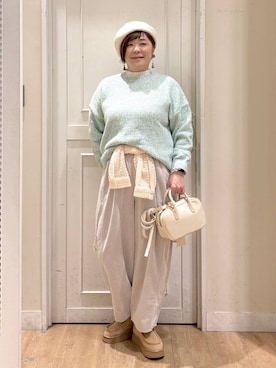 「アイテム（トートバッグ）」を使った、さかもってぃさん（レディース・163cm・40代）の冬コーディネート