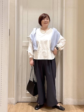 「アイテム（カーディガン/ボレロ）」を使った、さかもってぃさん（レディース・163cm・40代）の春コーディネート