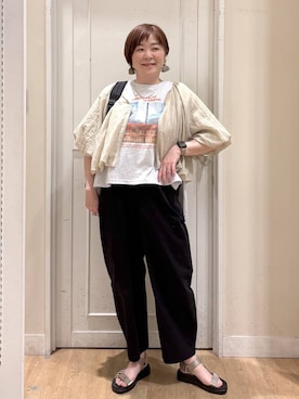 「studio CLIP（スタディオクリップ）のアイテム（パンツ）」を使った、さかもってぃさん（レディース・163cm）の春コーディネート