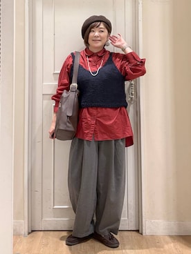 「アイテム（ベスト）」を使った、さかもってぃさん（レディース・163cm・40代）の秋コーディネート