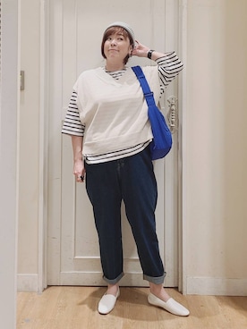 「natural by clip_studio CLIP」｜「アイテム（ニットキャップ/ビーニー）」を使った、さかもってぃさん（レディース・164cm）の夏コーディネート