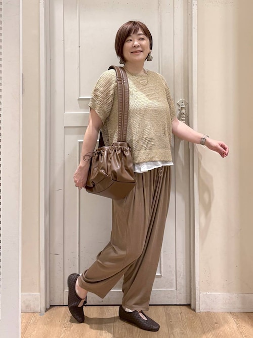 SALSATION®︎ ポルソパンツ　ブラウン【旧作です】Lサイズ studio CLIP｜リネンレーヨンバルーンパンツ[プチサイズあり