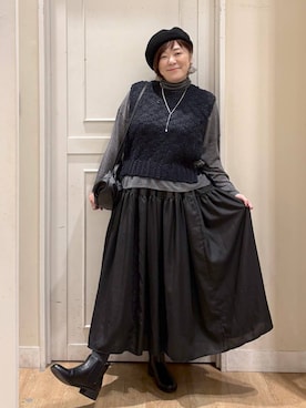 「アイテム（ハンチング/ベレー帽）」を使った、さかもってぃさん（レディース・163cm・40代）の冬コーディネート