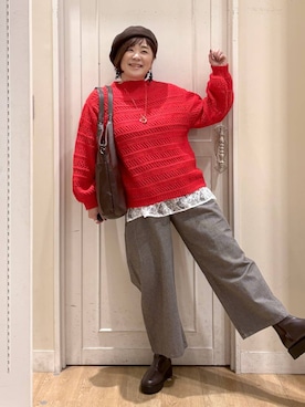 「アイテム（リング）」を使った、さかもってぃさん（レディース・163cm・40代）の秋コーディネート