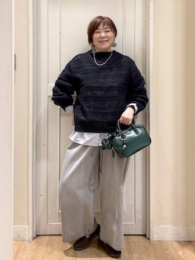 「アイテム（トートバッグ）」を使った、さかもってぃさん（レディース・163cm・40代）の秋コーディネート