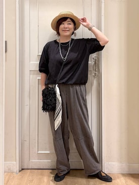 「アイテム（ファッション雑貨）」を使った、さかもってぃさん（レディース・163cm・40代）の夏コーディネート