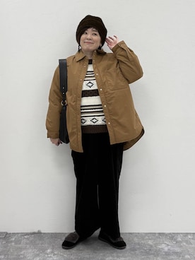 「アイテム（モカシン/デッキシューズ）」を使った、さかもってぃさん（レディース・163cm・40代）の冬コーディネート