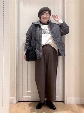 「アイテム（ハンチング/ベレー帽）」を使った、さかもってぃさん（レディース・163cm）の秋コーディネート
