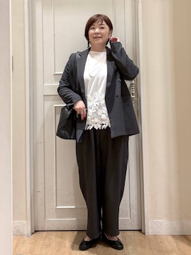 「アイテム（テーラードジャケット）」を使った、さかもってぃさん（レディース・163cm・40代）の秋コーディネート