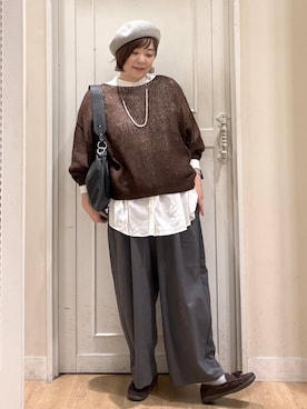 「アイテム（帽子）」を使った、さかもってぃさん（レディース・163cm・40代）の秋コーディネート