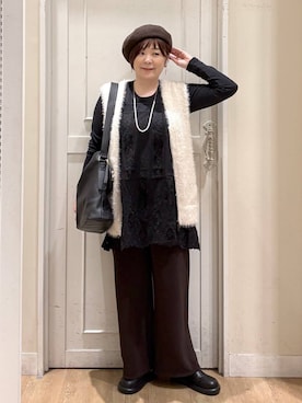 「アイテム（ハンチング/ベレー帽）」を使った、さかもってぃさん（レディース・163cm）の秋コーディネート
