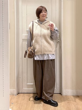 「アイテム（サンダル）」を使った、さかもってぃさん（レディース・163cm・40代）の冬コーディネート