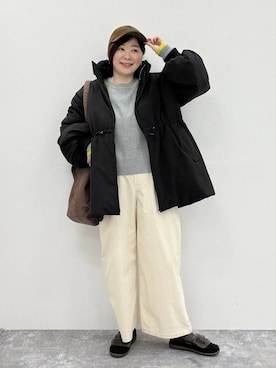 「アイテム（モカシン/デッキシューズ）」を使った、さかもってぃさん（レディース・163cm・40代）の秋コーディネート