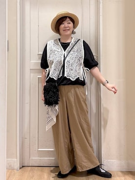 「アイテム（ショルダーバッグ）」を使った、さかもってぃさん（レディース・163cm・40代）の夏コーディネート