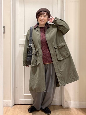 「アイテム（ハンチング/ベレー帽）」を使った、さかもってぃさん（レディース・163cm・40代）の秋コーディネート