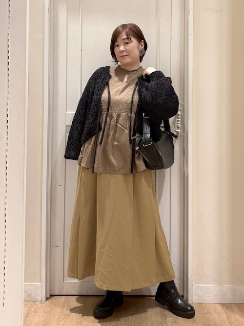 セール】ベルト付きタックプリーツスカート[プチ・トールサイズ
