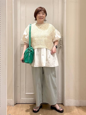 「studio CLIP（スタディオクリップ）のアイテム（パンツ）」を使った、さかもってぃさん（レディース・163cm）の春コーディネート