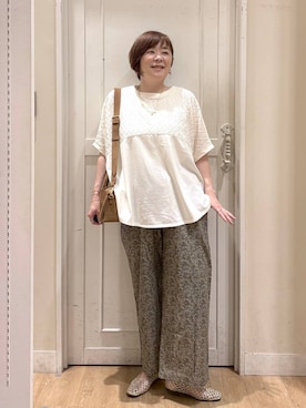 「studio CLIP（スタディオクリップ）のアイテム（ショルダーバッグ）」を使った、さかもってぃさん（レディース・163cm）の夏コーディネート