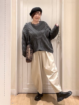 「アイテム（ハンチング/ベレー帽）」を使った、さかもってぃさん（レディース・163cm・40代）の秋コーディネート
