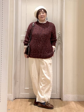 「アイテム（モカシン/デッキシューズ）」を使った、さかもってぃさん（レディース・163cm）の秋コーディネート