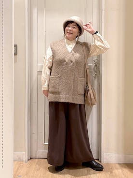 「アイテム（帽子）」を使った、さかもってぃさん（レディース・163cm・40代）の冬コーディネート