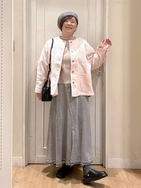 「アイテム（デニムスカート）」を使った、さかもってぃさん（レディース・163cm）の冬コーディネート