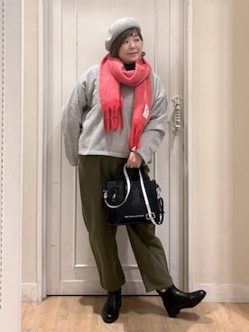「アイテム（ハンチング/ベレー帽）」を使った、さかもってぃさん（レディース・163cm）の秋コーディネート