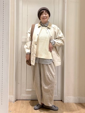 「アイテム（ベスト）」を使った、さかもってぃさん（レディース・163cm・40代）の秋コーディネート