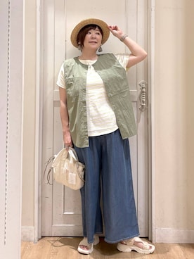 「アイテム（シャツ/ブラウス）」を使った、さかもってぃさん（レディース・163cm・40代）の夏コーディネート