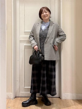 「アイテム（テーラードジャケット）」を使った、さかもってぃさん（レディース・163cm）の冬コーディネート